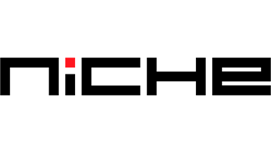 A logo with an uppercase letter 'F' in bold black font alongside a small red square.