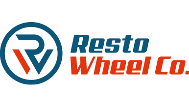 Logo of Resto Wheel Co. featuring a circular emblem with stylized letters "R" and "W" and the company name in blue and orange text.