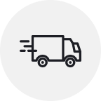 Icon of a delivery truck with motion lines indicating speed.