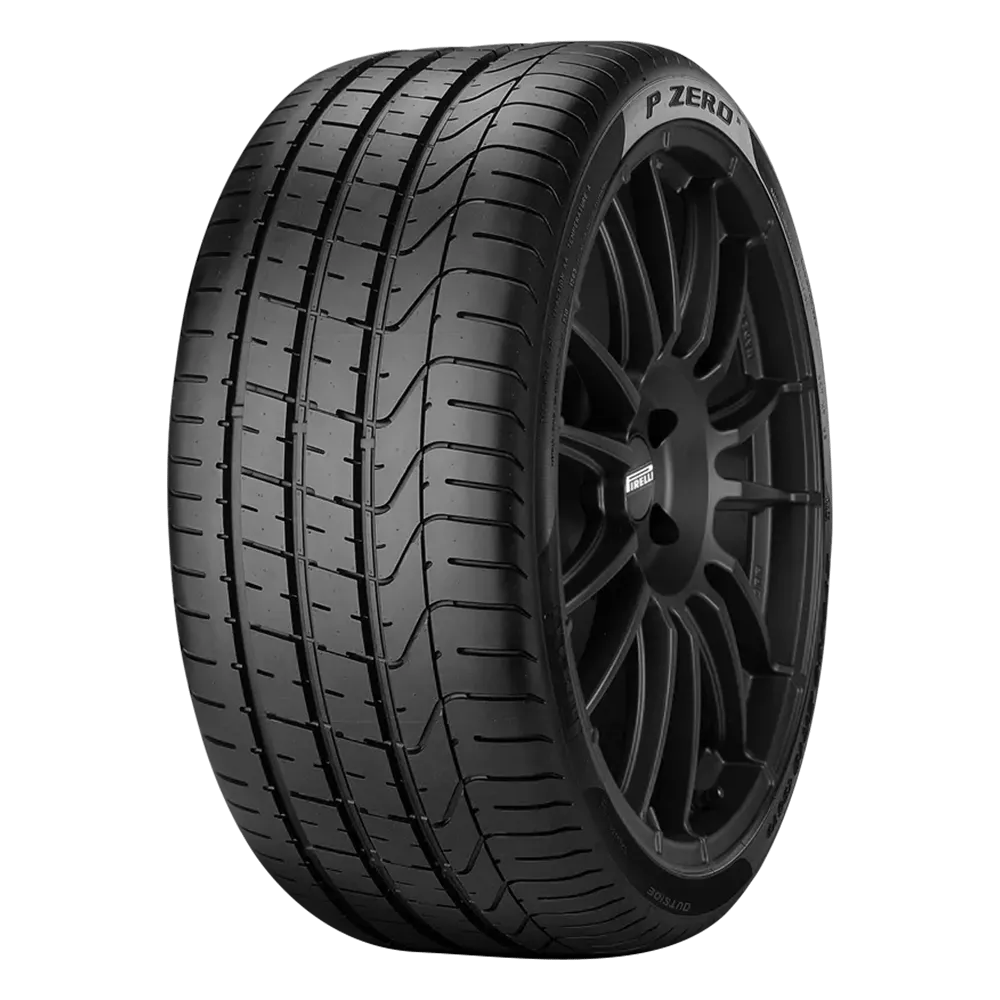 A Pirelli P Zero summer tire on a black wheel.