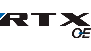 Logo featuring the letters 'RTX' in bold, black text with a blue accent on the 'R', and the letters 'GE' in smaller black text with a blue underline beneath the 'E'.