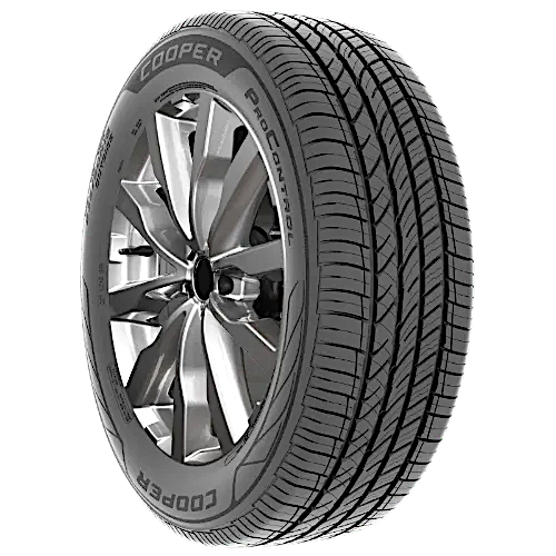 Subaru Impreza tire with "Cooper" branding and a spoke wheel design.