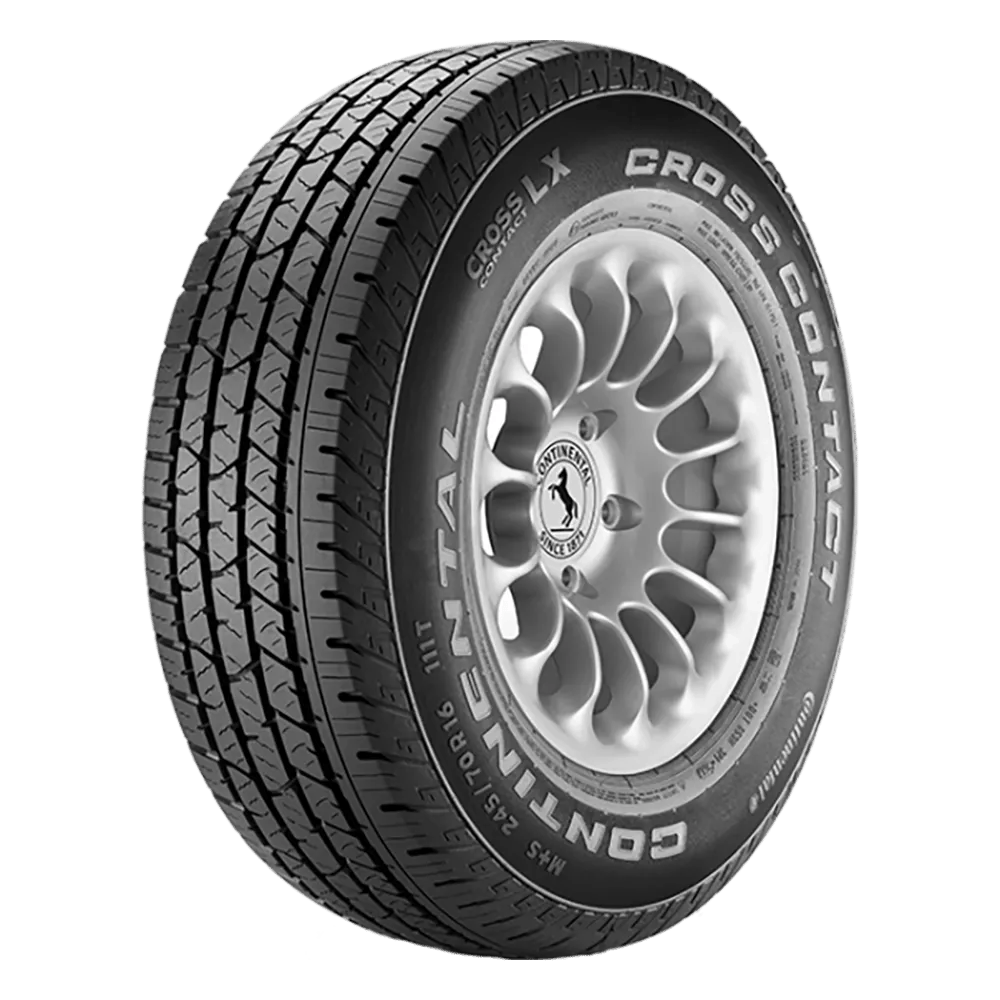 A Continental Cross Contact LX tire mounted on an aluminum alloy wheel.
