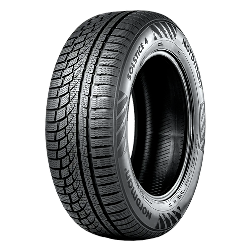 A Nordexx Solstice 4 car tire with a detailed tread pattern, shown from a side view.