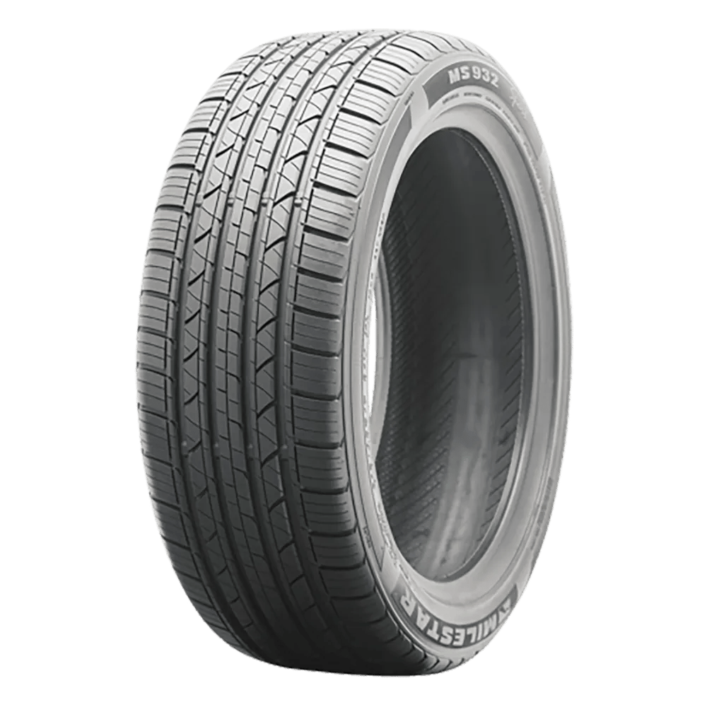 A black all-season tire with visible tread pattern and the brand name "Milestar" printed on the sidewall.