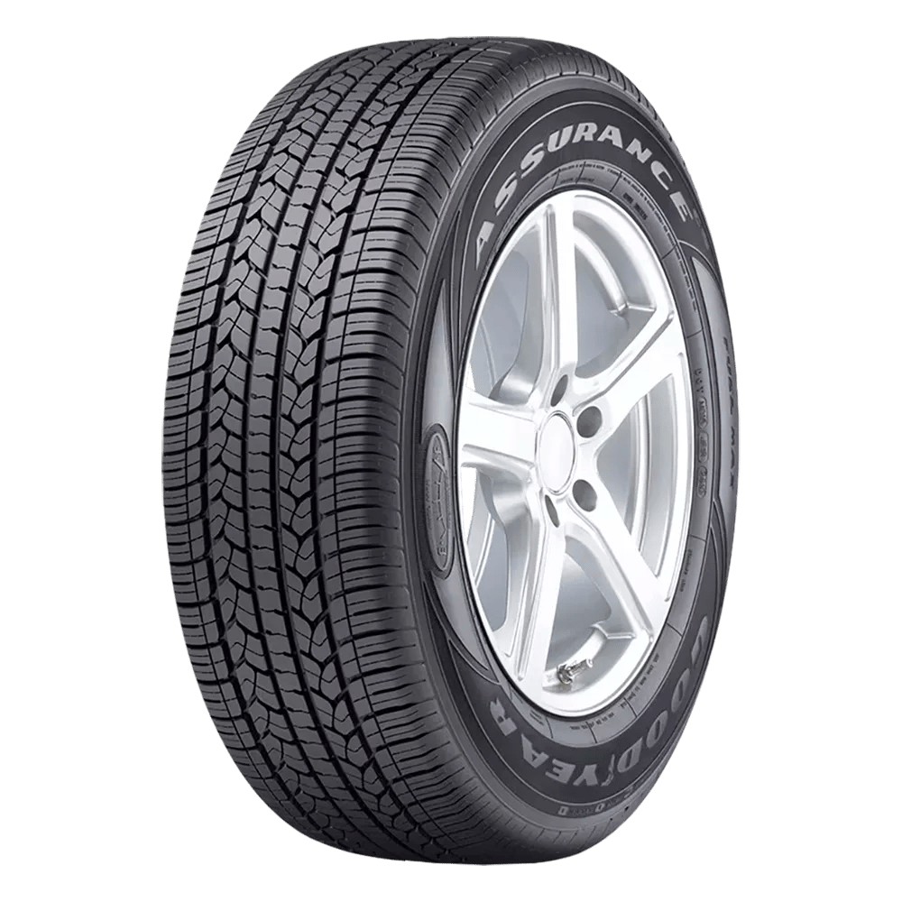A front-side view of the Goodyear Assurance tire on an alloy wheel with six spokes.