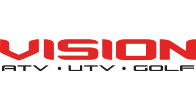 Logo with the word 'VISION' in large red letters above smaller black text that reads 'ATV ∙ UTV ∙ GOLF'.