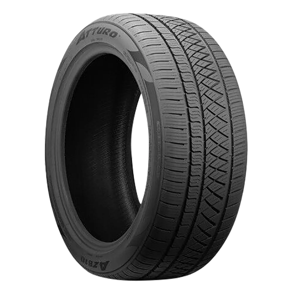 A black tire with a detailed tread pattern, labeled "Atturo AZ850."