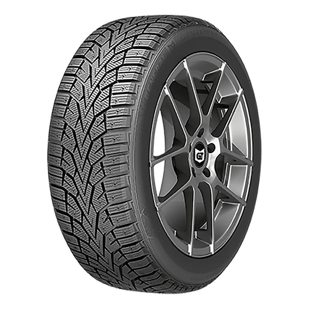 A right-front facing General tire