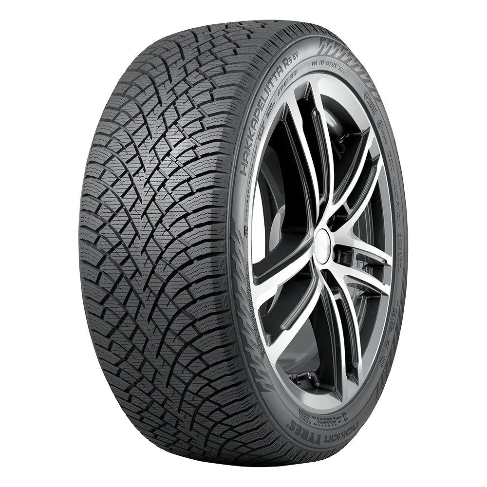Hakkapeliita R5 EV tire from the side and front views