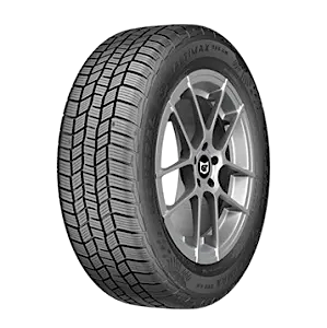 A General Altimax car tire with a detailed tread pattern and an alloy wheel.