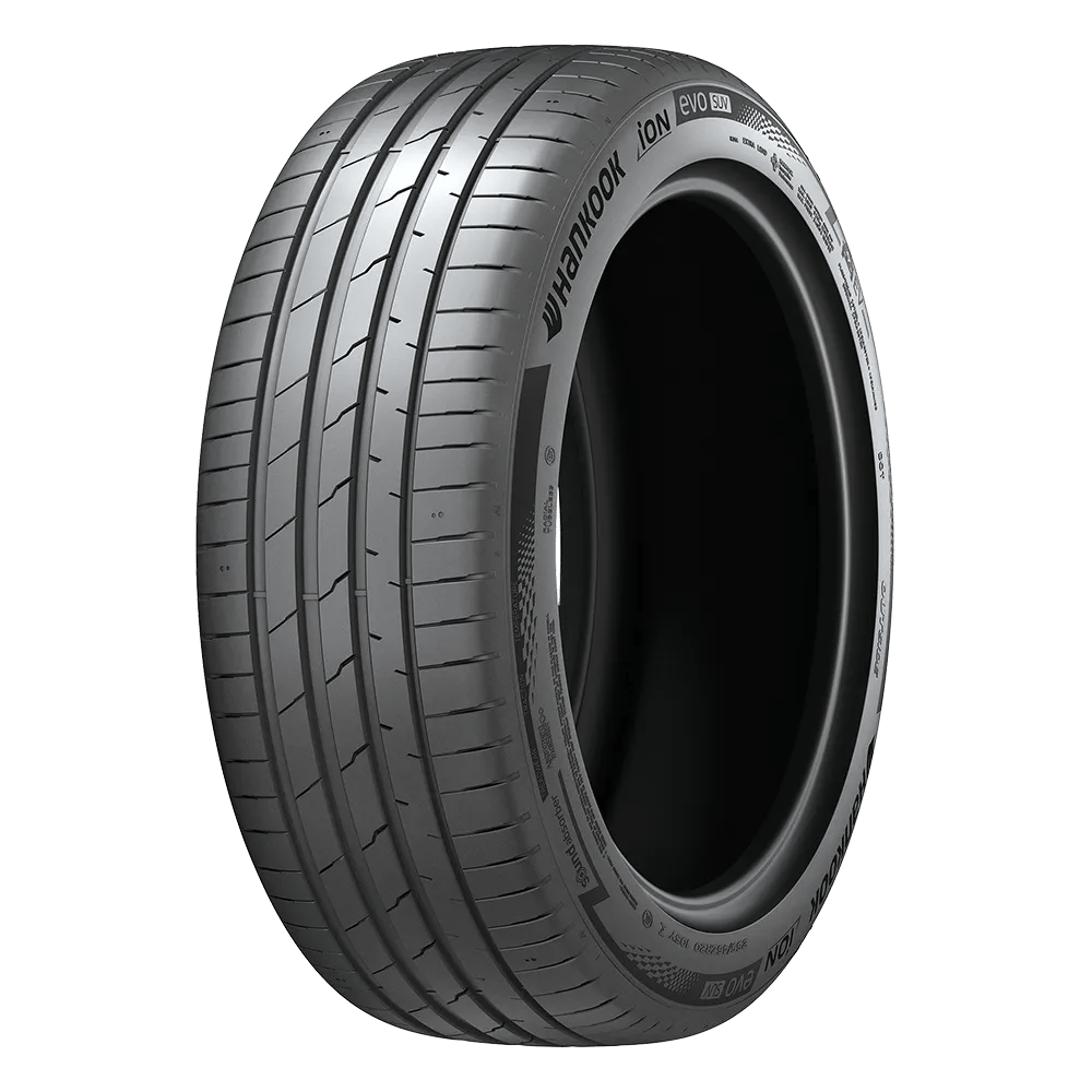 right front view of a hankook ion ik01a suv tire that is not mounted on a wheel