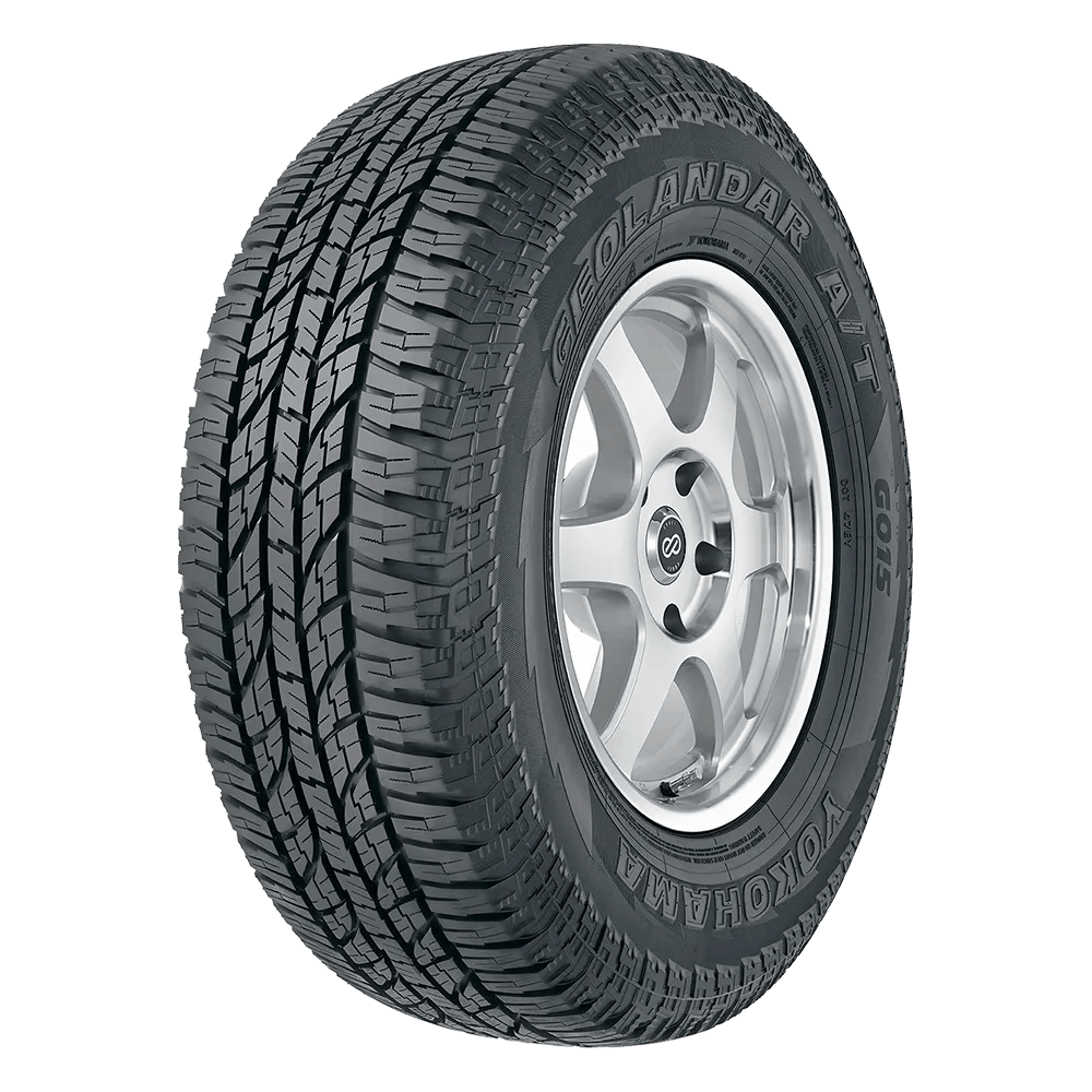 right front view of a yokohama geolander all terrain g015 electrice vehicle tire