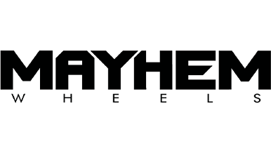 Logo of Mayhem Wheels with bold black lettering.