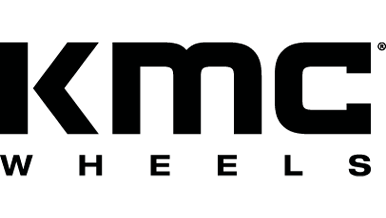 Logo of KMC Wheels with bold black text on a transparent background.